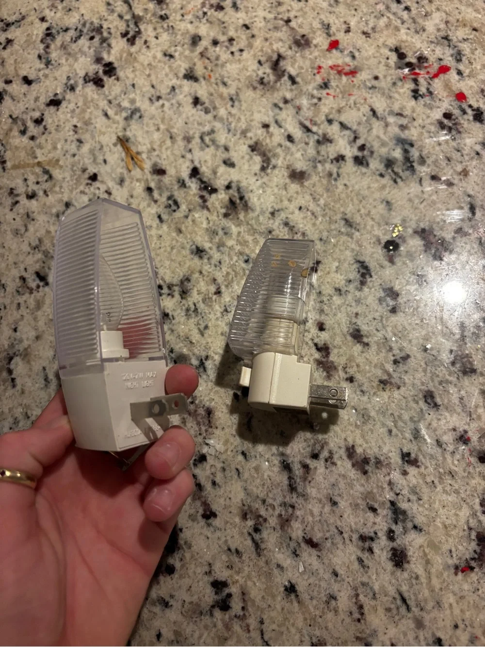 Pair of White Plug-In Night Lights with Clear Ribbed Covers